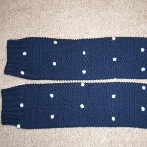 Aerie Offline Leg Warmers Womens One Size Navy Blue Polka Dots Knit Stretch NWOT